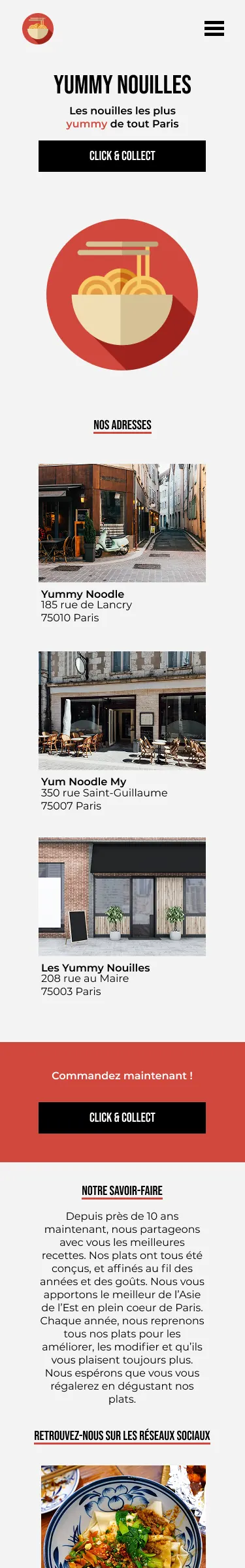 Accueil mobile de Yummy Nouilles