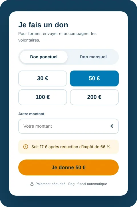 Formulaire de don, don ponctuel