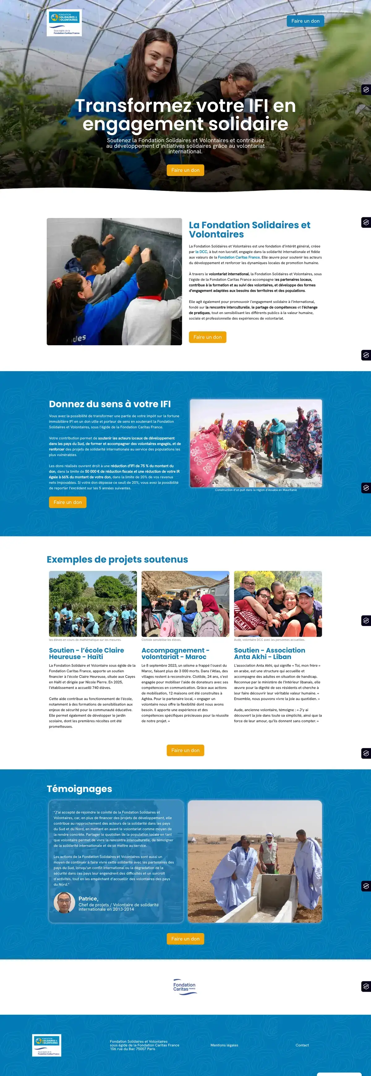 Landing page « Transformez votre IFI en engagement solidaire »