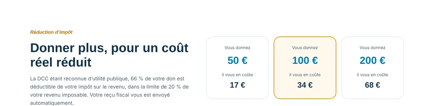 Maquette de la landing page DCC, section réduction d’impôt (version ordinateur)