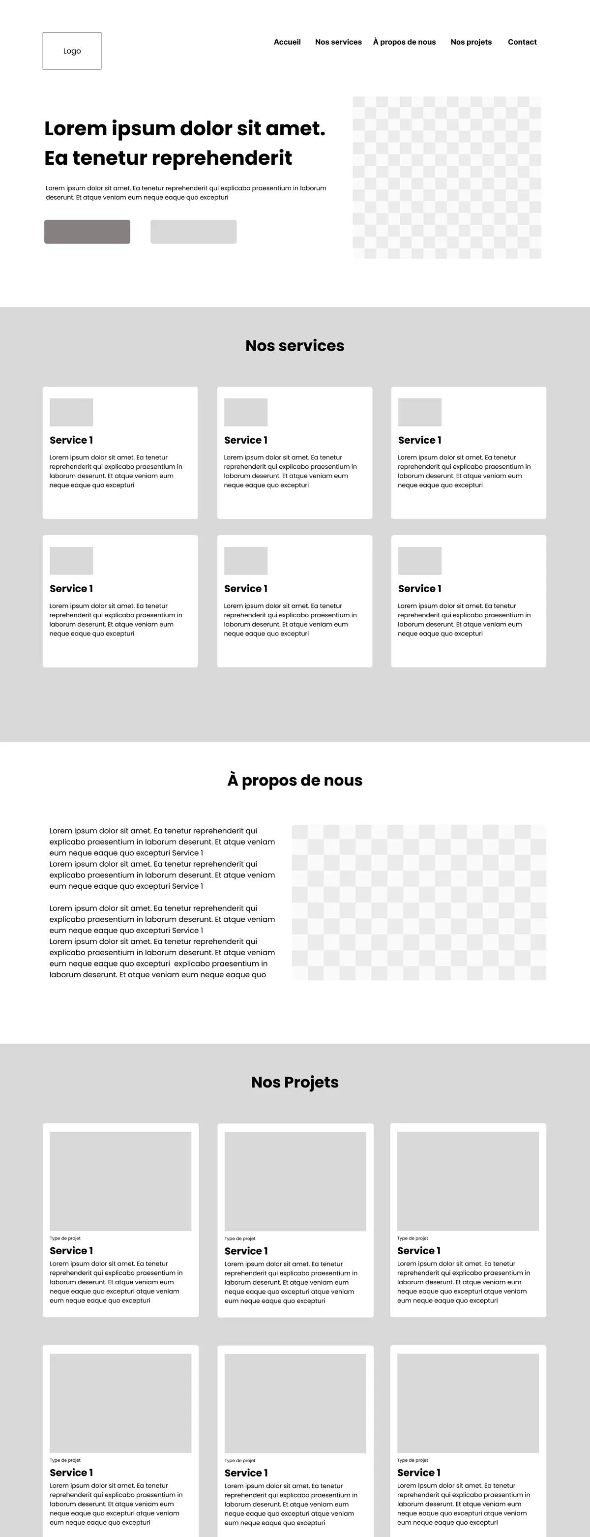 Wireframe de la page d’accueil de Digital Services Provider
